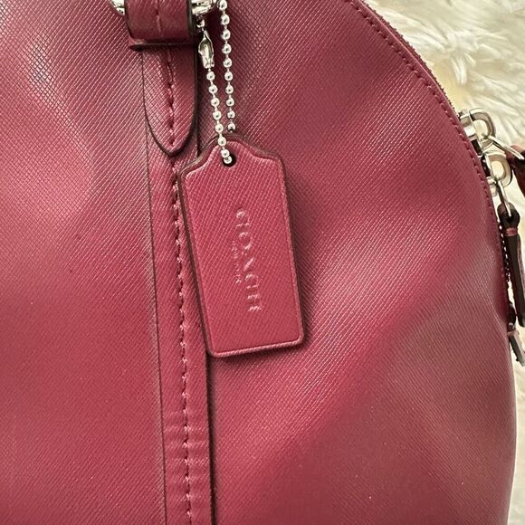 Coach Peyton Cora Magenta Leather Domed Satchel Crossbody Convertible Bag F25671 - Picture 12 of 12